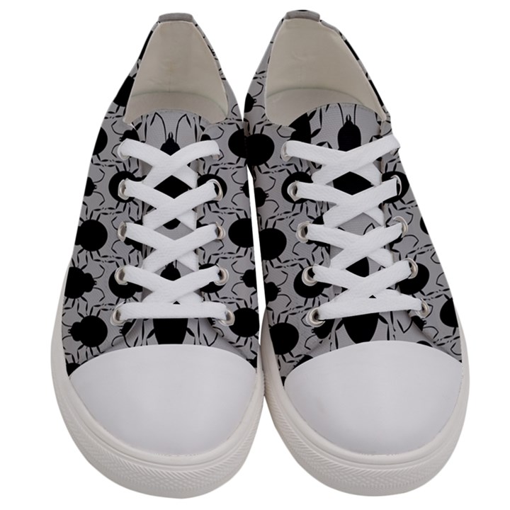 Pattern Beetle Insect Black Grey Men s Low Top Canvas Sneakers