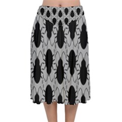 Pattern Beetle Insect Black Grey Velvet Flared Midi Skirt by Hannah976