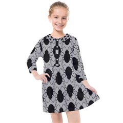 Pattern Beetle Insect Black Grey Kids  Quarter Sleeve Shirt Dress by Hannah976