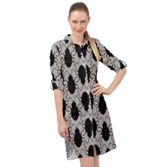 Pattern Beetle Insect Black Grey Long Sleeve Mini Shirt Dress by Hannah976