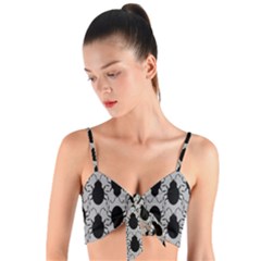 Pattern Beetle Insect Black Grey Woven Tie Front Bralet