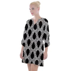 Pattern Beetle Insect Black Grey Open Neck Shift Dress by Hannah976