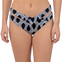 Pattern Beetle Insect Black Grey Double Strap Halter Bikini Bottoms