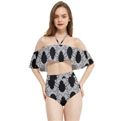 Pattern Beetle Insect Black Grey Halter Flowy Bikini Set  by Hannah976