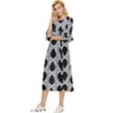 Pattern Beetle Insect Black Grey Double Cuff Midi Dress View2