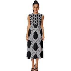 Pattern Beetle Insect Black Grey Sleeveless Round Neck Midi Dress by Hannah976