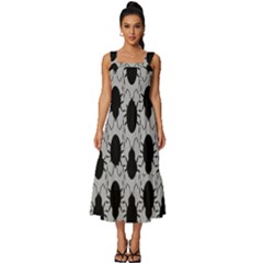 Pattern Beetle Insect Black Grey Square Neckline Tiered Midi Dress by Hannah976