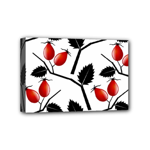 Rose Hip Pattern Branches Autumn Mini Canvas 6  X 4  (stretched) by Hannah976