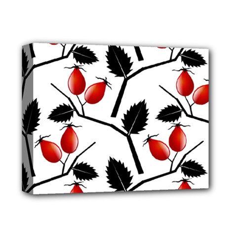 Rose Hip Pattern Branches Autumn Deluxe Canvas 14  X 11  (stretched) by Hannah976