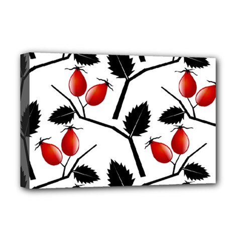 Rose Hip Pattern Branches Autumn Deluxe Canvas 18  X 12  (stretched) by Hannah976