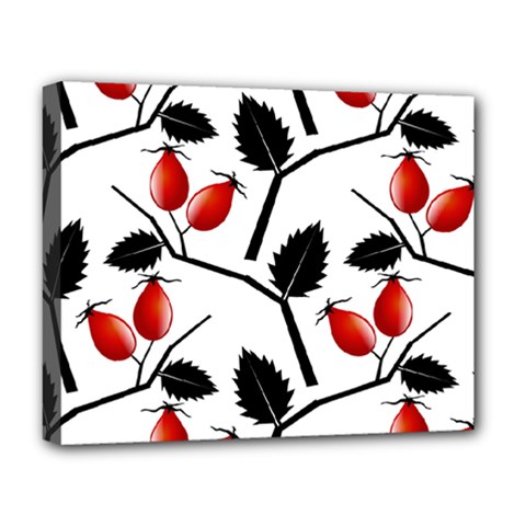 Rose Hip Pattern Branches Autumn Deluxe Canvas 20  X 16  (stretched) by Hannah976