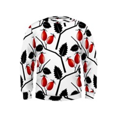 Rose Hip Pattern Branches Autumn Kids  Sweatshirt