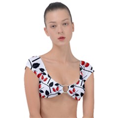 Rose Hip Pattern Branches Autumn Cap Sleeve Ring Bikini Top by Hannah976