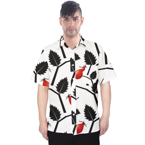 Rose Hip Pattern Branches Autumn Men s Hawaii Shirt by Hannah976