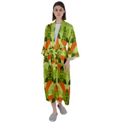 Texture Plant Herbs Herb Green Maxi Satin Kimono by Hannah976