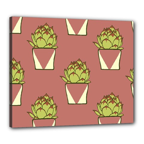 Cactus Pattern Background Texture Canvas 24  X 20  (stretched) by Hannah976