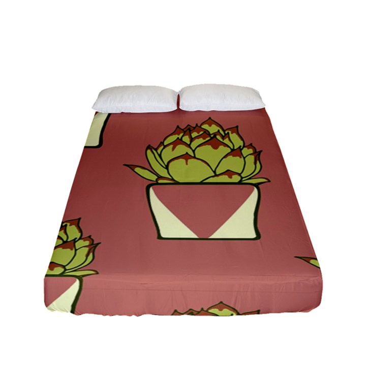 Cactus Pattern Background Texture Fitted Sheet (Full/ Double Size)