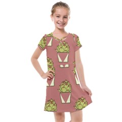 Cactus Pattern Background Texture Kids  Cross Web Dress by Hannah976