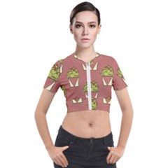 Cactus Pattern Background Texture Short Sleeve Cropped Jacket by Hannah976