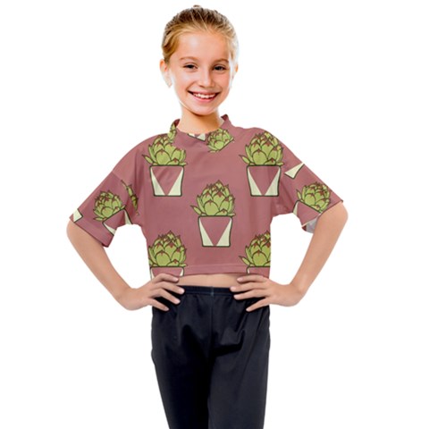 Cactus Pattern Background Texture Kids Mock Neck T-shirt by Hannah976