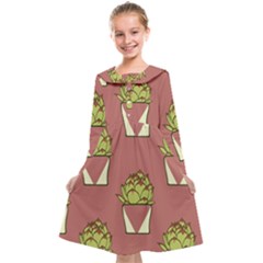 Cactus Pattern Background Texture Kids  Midi Sailor Dress by Hannah976