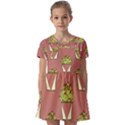 Cactus Pattern Background Texture Kids  Short Sleeve Pinafore Style Dress View1