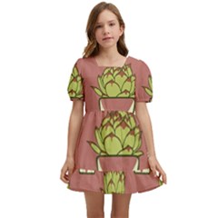 Cactus Pattern Background Texture Kids  Short Sleeve Dolly Dress by Hannah976