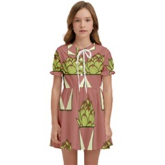 Cactus Pattern Background Texture Kids  Sweet Collar Dress by Hannah976