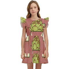 Cactus Pattern Background Texture Kids  Winged Sleeve Dress by Hannah976