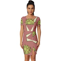 Cactus Pattern Background Texture Fitted Knot Split End Bodycon Dress by Hannah976