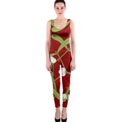 Mistletoe Christmas Texture Advent One Piece Catsuit by Hannah976