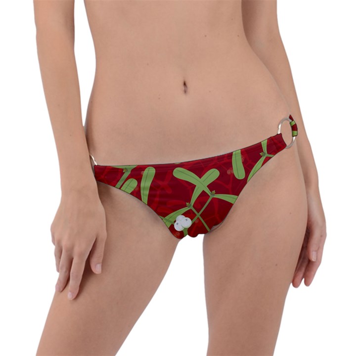 Mistletoe Christmas Texture Advent Ring Detail Bikini Bottoms