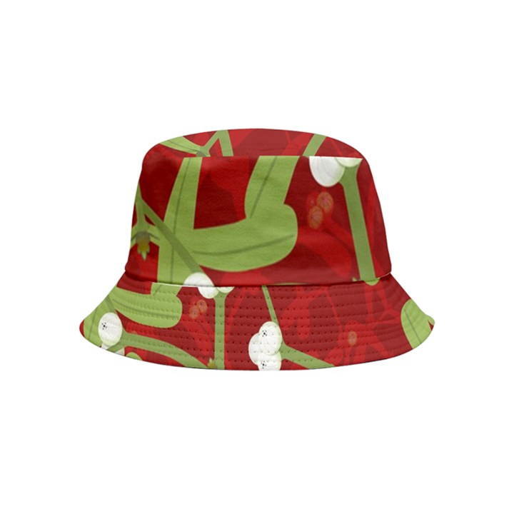 Mistletoe Christmas Texture Advent Inside Out Bucket Hat (Kids)