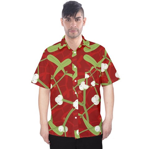 Mistletoe Christmas Texture Advent Men s Hawaii Shirt by Hannah976