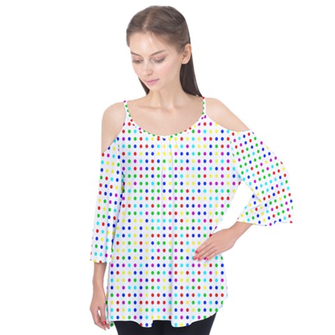 Dots Color Rows Columns Background Flutter Sleeve T-shirt  by Hannah976