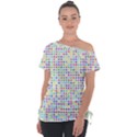 Dots Color Rows Columns Background Off Shoulder Tie-Up T-Shirt View1