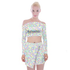 Dots Color Rows Columns Background Off Shoulder Top With Mini Skirt Set by Hannah976