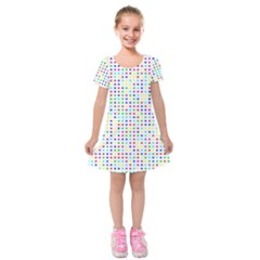 Dots Color Rows Columns Background Kids  Short Sleeve Velvet Dress