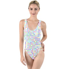 Dots Color Rows Columns Background High Leg Strappy Swimsuit by Hannah976