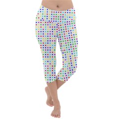 Dots Color Rows Columns Background Lightweight Velour Capri Yoga Leggings by Hannah976