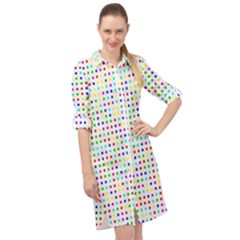 Dots Color Rows Columns Background Long Sleeve Mini Shirt Dress by Hannah976