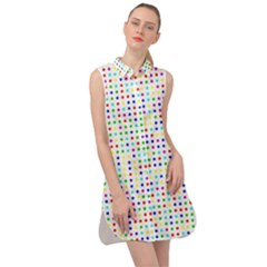 Dots Color Rows Columns Background Sleeveless Shirt Dress by Hannah976