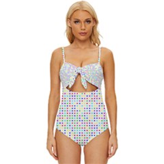 Dots Color Rows Columns Background Knot Front One-piece Swimsuit by Hannah976