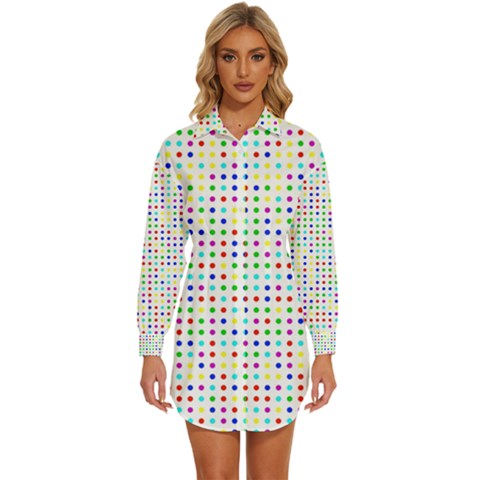 Dots Color Rows Columns Background Womens Long Sleeve Shirt Dress by Hannah976