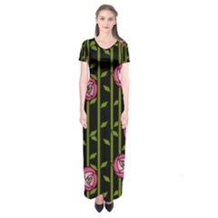 Rose Abstract Rose Garden Short Sleeve Maxi Dress by Hannah976