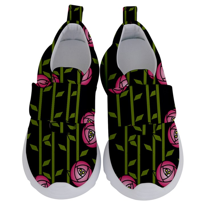 Rose Abstract Rose Garden Kids  Velcro No Lace Shoes