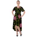 Rose Abstract Rose Garden Front Wrap High Low Dress View1