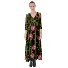 Rose Abstract Rose Garden Button Up Maxi Dress by Hannah976