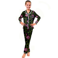 Rose Abstract Rose Garden Kids  Satin Long Sleeve Pajamas Set by Hannah976