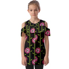 Rose Abstract Rose Garden Fold Over Open Sleeve Top by Hannah976